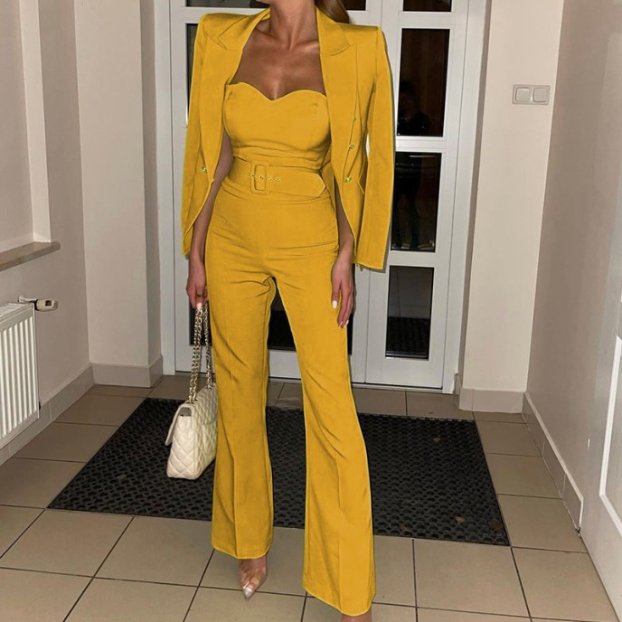 Fall new fashion long-sleeved small suit pants jumpsuit suit two-piece set Fall new fashion long-sleeved small suit pants jumpsuit suit two-piece set