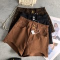 Double-button fashionable fashionable leopard print spicy girl denim shorts female fall new Slim stretch versatile hot pants Double-button fashionable fashionable leopard print spicy girl denim shorts female fall new Slim stretch versatile hot pants