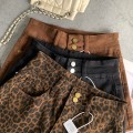 Double-button fashionable fashionable leopard print spicy girl denim shorts female fall new Slim stretch versatile hot pants Double-button fashionable fashionable leopard print spicy girl denim shorts female fall new Slim stretch versatile hot pants