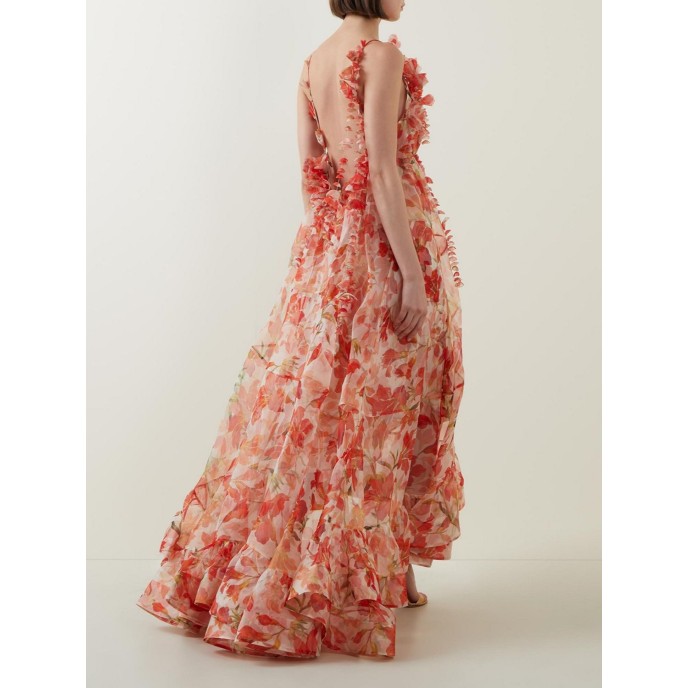 New spring and summer strapless V-neck women's halter print fairy long temperament evening dresses New spring and summer strapless V-neck women's halter print fairy long temperament evening dresses