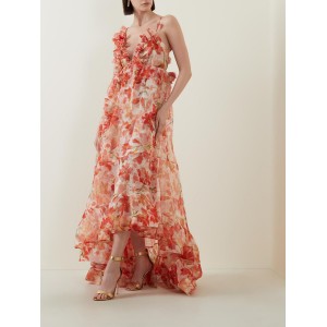 New spring and summer strapless V-neck women's halter print fairy long temperament evening dresses