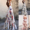 Women's 2025 new spring and summer leaky back printed large swing sleeveless halter dresses