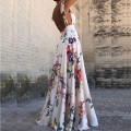 Women's 2025 new spring and summer leaky back printed large swing sleeveless halter dresses