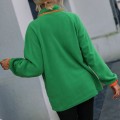 Women's medium to long loose long sleeved lapel, color blocked breasted fleece pullover, plush hoodie