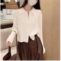 Autumn and winter new half-high neck zipper twist wool sweater design sense of fashion trend solid color pullover knit sweater female Autumn and winter new half-high neck zipper twist wool sweater design sense of fashion trend solid color pullover knit sweater female