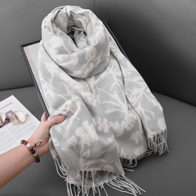 Autumn and winter imitation cashmere tassel floral scarf ladies fashion temperament shawl senior sense of female scarf wholesale Autumn and winter imitation cashmere tassel floral scarf ladies fashion temperament shawl senior sense of female scarf wholesale