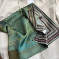 Spring and Autumn Square Scarf Women Simple Vintage Printed Neck Towel Satin Color Blocking Silk Scarf