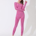 Pink fitness sports suit personality breathable tight high elasticity yoga clothing simple solid color sportswear