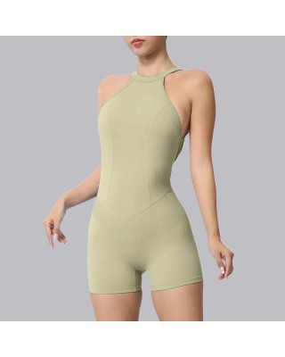New tight sports quick dry jumpsuit peach butt outdoor running fitness jumpsuit backless one-piece yoga clothing