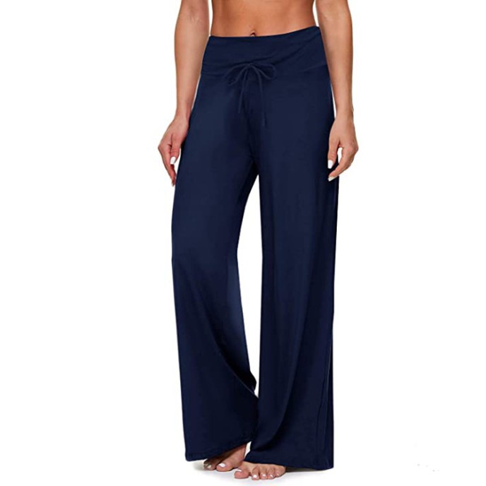 Summer new high-waisted drawstring straight sports pants loose yoga pants side pockets casual wide-legged pants Summer new high-waisted drawstring straight sports pants loose yoga pants side pockets casual wide-legged pants