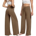 Summer new high-waisted drawstring straight sports pants loose yoga pants side pockets casual wide-legged pants Summer new high-waisted drawstring straight sports pants loose yoga pants side pockets casual wide-legged pants