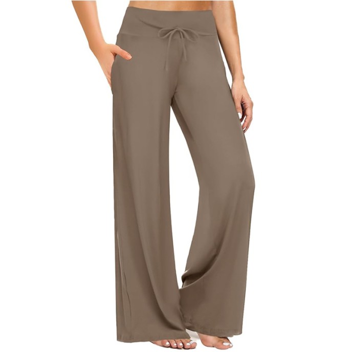 Summer new high-waisted drawstring straight sports pants loose yoga pants side pockets casual wide-legged pants Summer new high-waisted drawstring straight sports pants loose yoga pants side pockets casual wide-legged pants