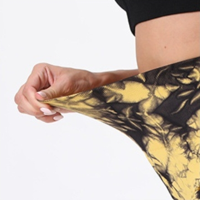Summer thin nylon tie-dye shorts high waist stretch peach buttocks yoga pants personalized fitness sports bottoms