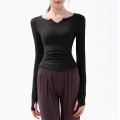New spring and fall V-neck sports tops yoga clothing long-sleeved T-shirt running professional quick-drying nude Slim fitness clothing women New spring and fall V-neck sports tops yoga clothing long-sleeved T-shirt running professional quick-drying nude Slim fitness clothing women