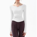 New spring and fall V-neck sports tops yoga clothing long-sleeved T-shirt running professional quick-drying nude Slim fitness clothing women New spring and fall V-neck sports tops yoga clothing long-sleeved T-shirt running professional quick-drying nude Slim fitness clothing women