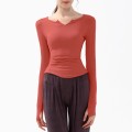 New spring and fall V-neck sports tops yoga clothing long-sleeved T-shirt running professional quick-drying nude Slim fitness clothing women New spring and fall V-neck sports tops yoga clothing long-sleeved T-shirt running professional quick-drying nude Slim fitness clothing women