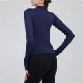 Padded half-zipper yoga clothing women long-sleeved outer wear outdoor morning running sports tops training fitness clothing winter new