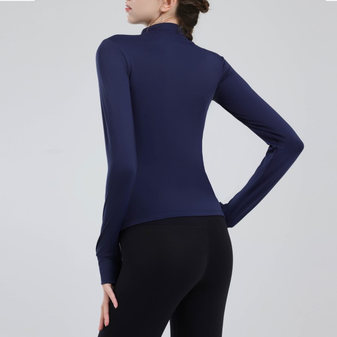 Padded half-zipper yoga clothing women long-sleeved outer wear outdoor morning running sports tops training fitness clothing winter new