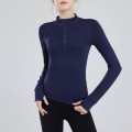 Padded half-zipper yoga clothing women long-sleeved outer wear outdoor morning running sports tops training fitness clothing winter new