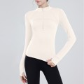 Padded half-zipper yoga clothing women long-sleeved outer wear outdoor morning running sports tops training fitness clothing winter new