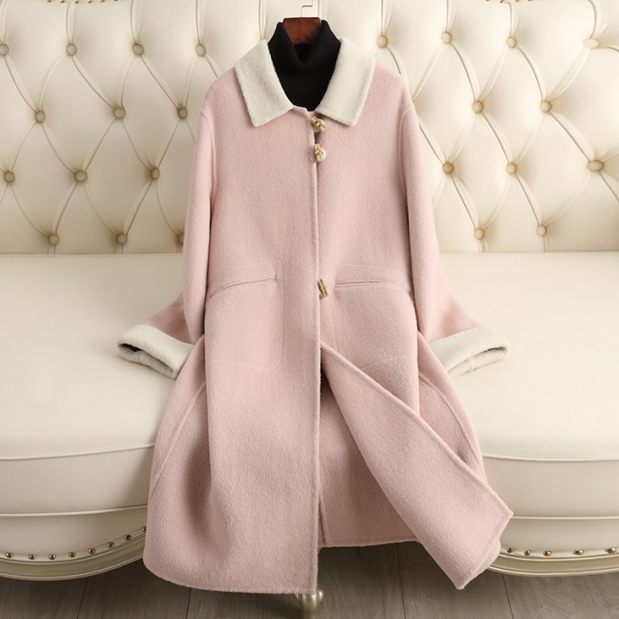 Fall and winter new double-sided tweed cashmere coat women in long fashion loose wool tweed jacket Fall and winter new double-sided tweed cashmere coat women in long fashion loose wool tweed jacket