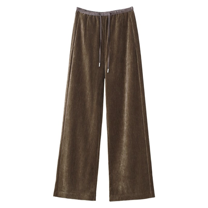 Golden Velvet Straight Pants Women Drawstring Narrow Wide Leg Skinny Premium Feeling Morandi Color Lengthened Tall Drag Pants Golden Velvet Straight Pants Women Drawstring Narrow Wide Leg Skinny Premium Feeling Morandi Color Lengthened Tall Drag Pants