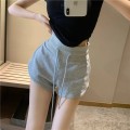 Gray Cotton Athletic Casual Shorts Women's Summer a-line High Waist Loose Wide Leg Beach Hot Pants Gray Cotton Athletic Casual Shorts Women's Summer a-line High Waist Loose Wide Leg Beach Hot Pants