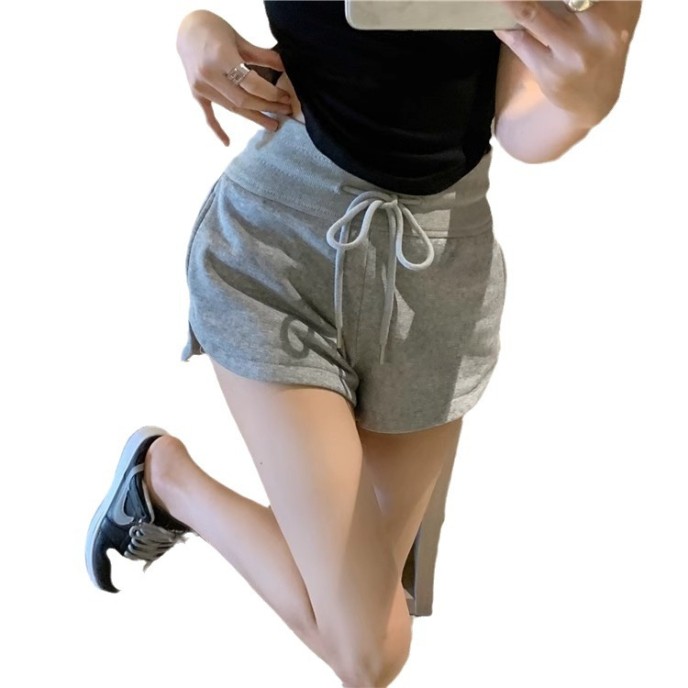 Gray Cotton Athletic Casual Shorts Women's Summer a-line High Waist Loose Wide Leg Beach Hot Pants Gray Cotton Athletic Casual Shorts Women's Summer a-line High Waist Loose Wide Leg Beach Hot Pants