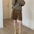 High-waisted retro corduroy boot pants women's fall and winter loose A-line wide-leg casual Chinese pants five-minute shorts High-waisted retro corduroy boot pants women's fall and winter loose A-line wide-leg casual Chinese pants five-minute shorts