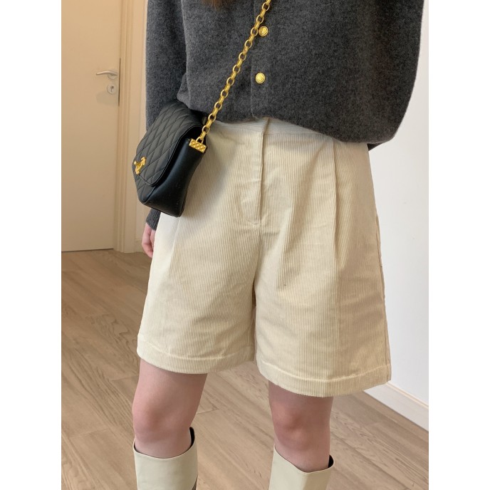 High-waisted retro corduroy boot pants women's fall and winter loose A-line wide-leg casual Chinese pants five-minute shorts High-waisted retro corduroy boot pants women's fall and winter loose A-line wide-leg casual Chinese pants five-minute shorts