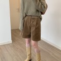 High-waisted retro corduroy boot pants women's fall and winter loose A-line wide-leg casual Chinese pants five-minute shorts High-waisted retro corduroy boot pants women's fall and winter loose A-line wide-leg casual Chinese pants five-minute shorts
