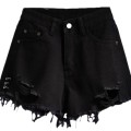 Summer Netroots with the same high-waisted broken holes denim shorts female 2025 new thin raw edges outside the a word hot pants tide