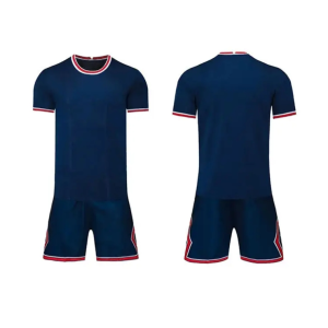 2025 New Blue O-Neck Half Sleeve Polyester Sweatsuit