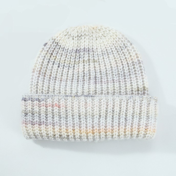 Wool knit cap women's versatile warm fall and winter gradient flap wool cap cold cap