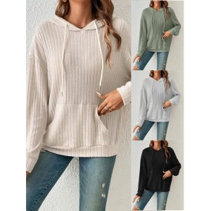 2025 Spring and Autumn New Solid Color Retro Fashion Hoodie Versatile Loose and Premium Women's Hoodie