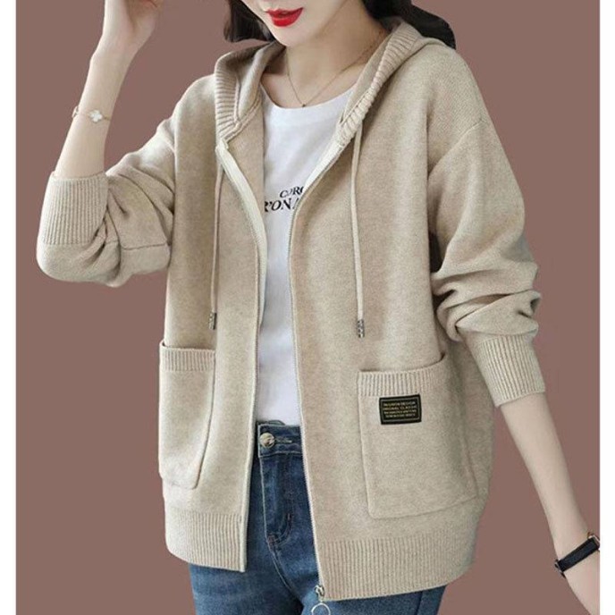 [Special Offers] Hooded sweater cardigan jacket for women's autumn wear 2025 new style fashionable outer zipper hooded knitted sweater top