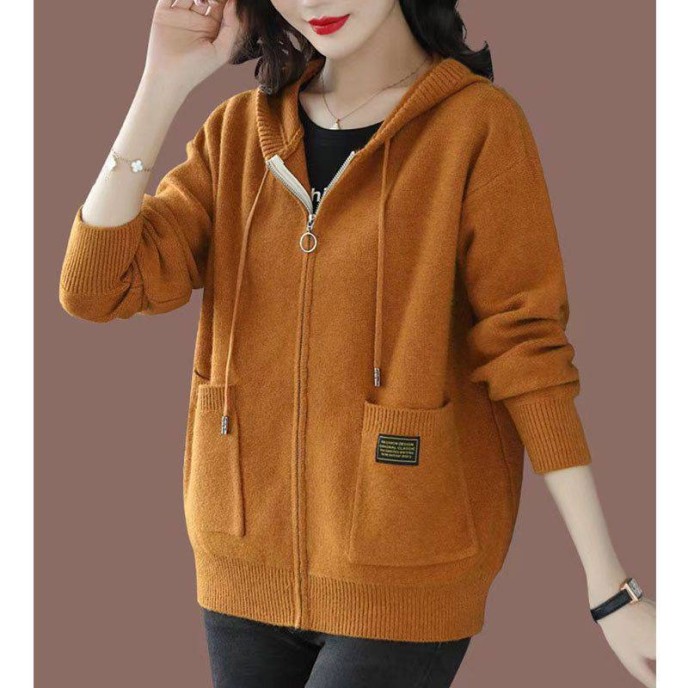[Special Offers] Hooded sweater cardigan jacket for women's autumn wear 2025 new style fashionable outer zipper hooded knitted sweater top