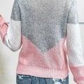 [Special Offers]Sweater autumn winter contrasting round neck pullover with hollow out slim fit long sleeved thin design