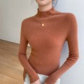 [Hot Sale] Seamless semi high neck soft glutinous cashmere sweater for women, slim fit and slimming sweater, knitted base sweater