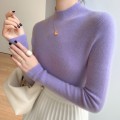 [Hot Sale] Seamless semi high neck soft glutinous cashmere sweater for women, slim fit and slimming sweater, knitted base sweater