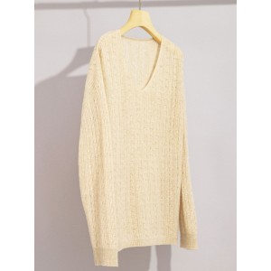 [New Product Launch] Cashmere sweater with crystal inlay for women, loose V-neck versatile base shirt, long sleeved sweater, autumn and winter coat