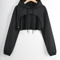 [Special Offers] Thin hooded short sleeved jacket with exposed belly button, sports hoodie