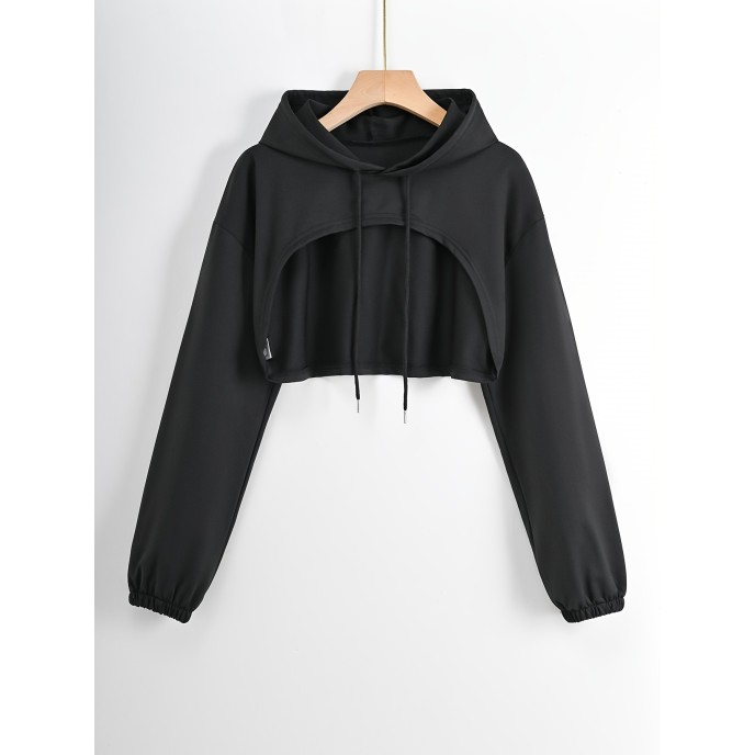 [Special Offers] Thin hooded short sleeved jacket with exposed belly button, sports hoodie