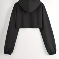 [Special Offers] Thin hooded short sleeved jacket with exposed belly button, sports hoodie