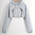 [Special Offers] Thin hooded short sleeved jacket with exposed belly button, sports hoodie