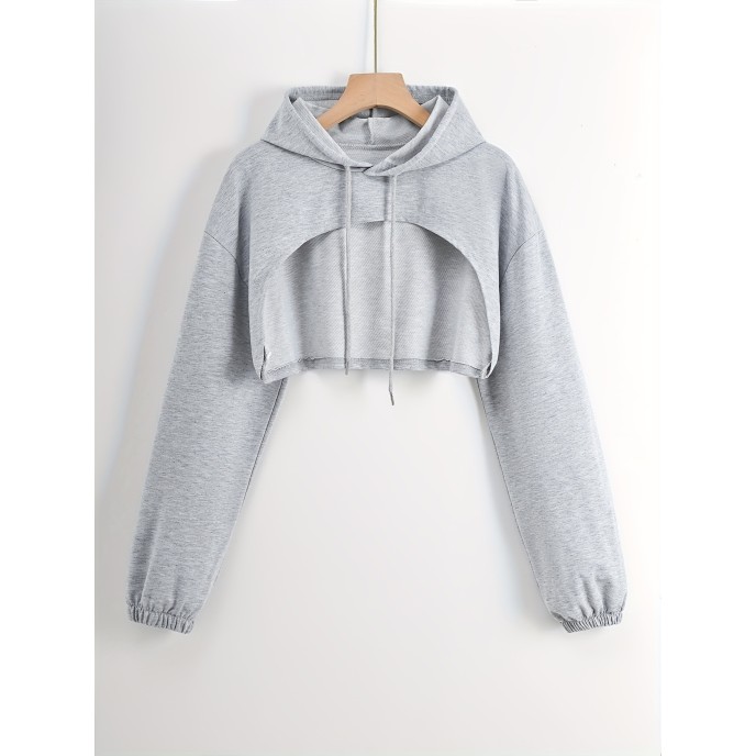 [Special Offers] Thin hooded short sleeved jacket with exposed belly button, sports hoodie