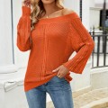 2025 Hollow Knitted Shirt Solid Color Sexy One Neck Off Shoulder Knitted Shirt for Women 2025 Hollow Knitted Shirt Solid Color Sexy One Neck Off Shoulder Knitted Shirt for Women
