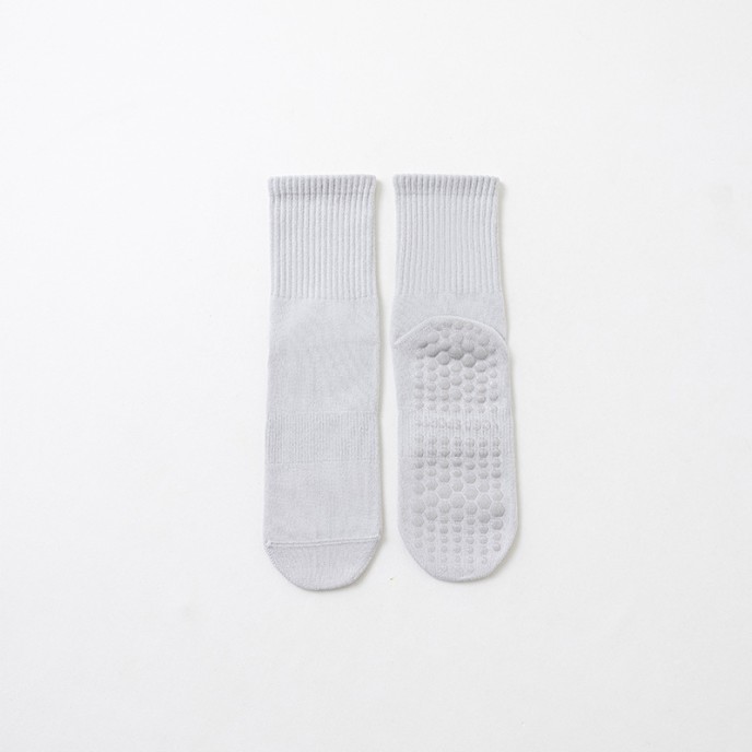 Yoga socks, mid tube socks, pure cotton anti slip silicone indoor fitness Pilates women's long socks, sports socks