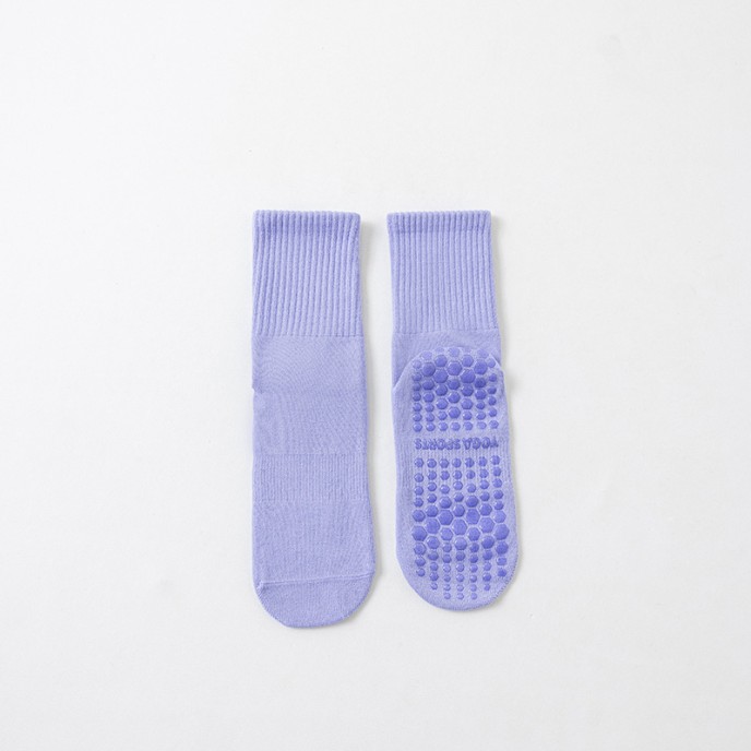 Yoga socks, mid tube socks, pure cotton anti slip silicone indoor fitness Pilates women's long socks, sports socks