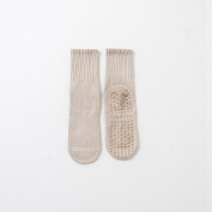 Yoga socks, mid tube socks, pure cotton anti slip silicone indoor fitness Pilates women's long socks, sports socks